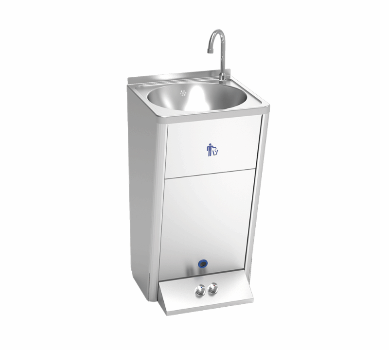 Lavamanos portátil autónomo automático de doble pulsador, agua fría y caliente