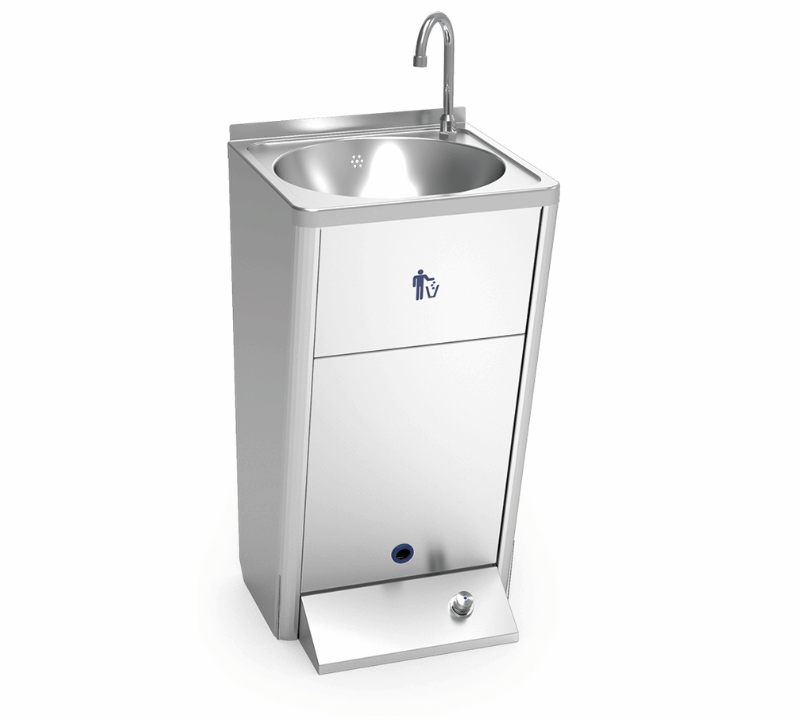 Lavamanos registrable autónomo eléctrico con batería un pulsador agua fría